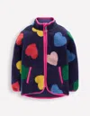 Boden Eden Teddyfelljacke Mit Durchgehendem Reissverschluss-steuerbordblau Bunte Herzen In Blue