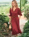 Boden Eden Broderie Jersey Dressgarnet Red Women  In Garnet Red