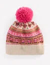 Boden Edie Fair Isle Beanie Pink  In Pink