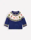 Boden Edie Fair Isle Cardigan College Navy Nutcracker  In Blue