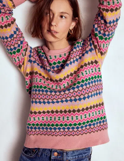 Boden Edie Fair-isle-pullover-rosa, Geo Fair Isle In Multi