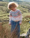 Boden Edie Fair Isle Logo Cardigan Ecru Marl Fruit  In Multi