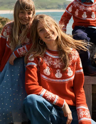 Boden Edie Fair Isle Sweater Red, Snowman