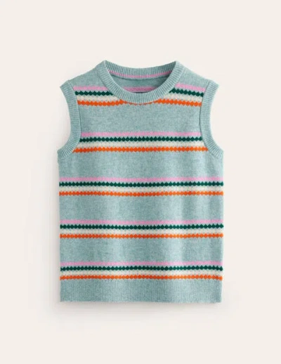 Boden Edie Fair Isle Tank Blue Diamond Women