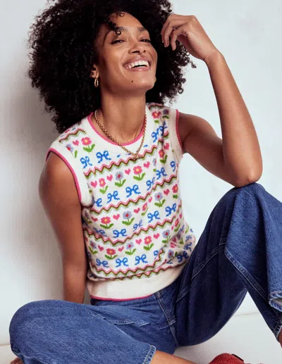 BODEN EDIE FAIR ISLE TANK-OATMEAL MELANGE, FLOWERS FEMALE BODEN