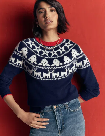 Boden Edie Fair-isle-pullover In Blau | Grösse Xs In Blue