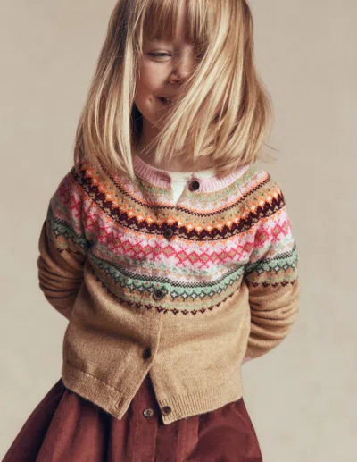 Boden Kids' Edie Fair-isle-strickjacke In Bunt | Grösse 98 In Gray