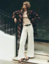 Boden Edinburgh Swing Coat-camel And Navy Argyle Female  In Multi