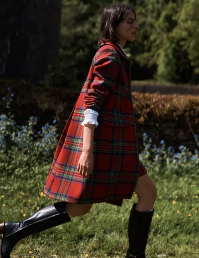 Boden Edinburgh Swing Coat Red, Blue And Green Check