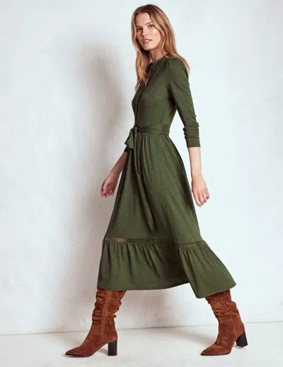 Boden Edwina Jersey Shirt Dress Kale Leaf  In Green