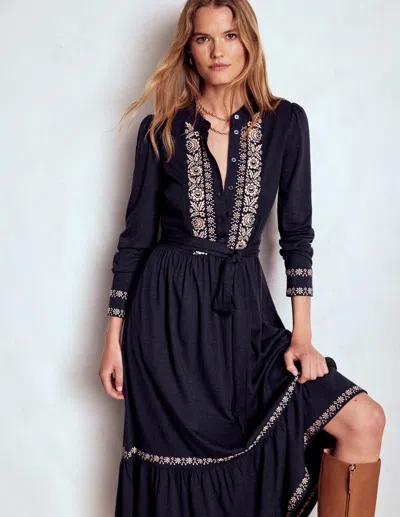 Boden Edwina Jersey Shirt Dress Navy  In Blue