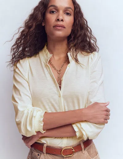 Boden Effie Smocked Detail Shirt Ivory  In Neutral