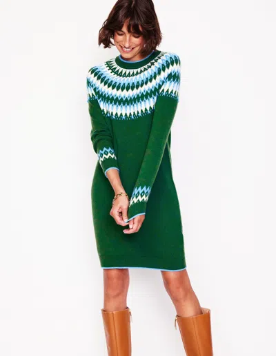 Boden Eleanor Fair Isle Dresspine, Fair Isle Women  In Pine/ Fair Isle