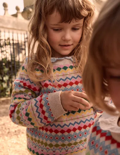 Boden Kids' Eleanor Fair-isle-pullover-haferbeige Meliert Fair-isle In Multi