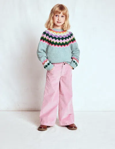 Boden Kids' Eleanor Fair-isle-pullover-blauer Meeresnebel Fair Isle In Multi
