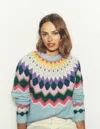 Boden Eleanor Fair Isle Sweater Tourmaline Blue Melange
