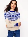 Boden Eleanor Fair-isle-pullover-warmes Elfenbein In Blue