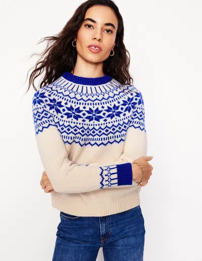Boden Eleanor Fair-isle-pullover-warmes Elfenbein In Blue