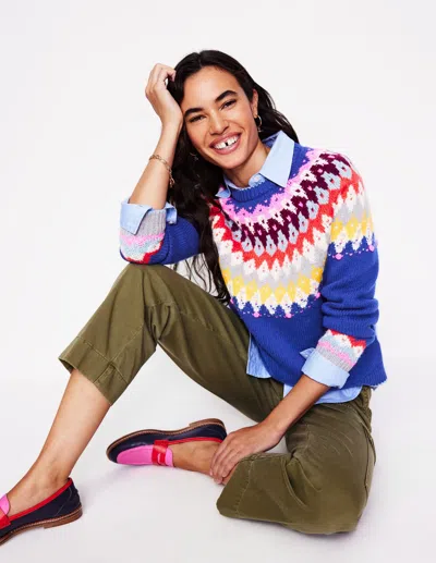 Boden Eleanor Fair Isle Sweatersapphire Blue Fair Isle Women  In Multi
