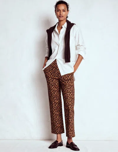 Boden Elegante 7/8-hose-bunt, Abstraktes Leopardenmuster In Brown