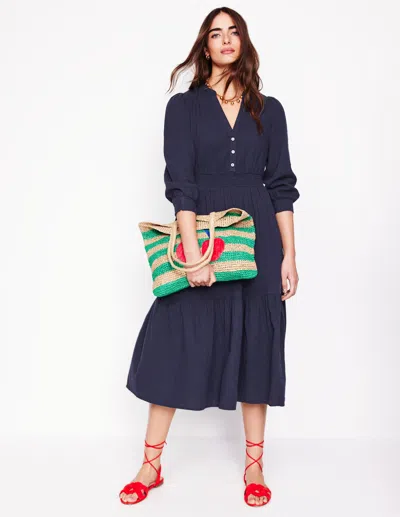 Boden Elena Double Cloth Midi Dressnavy Women  In Navy