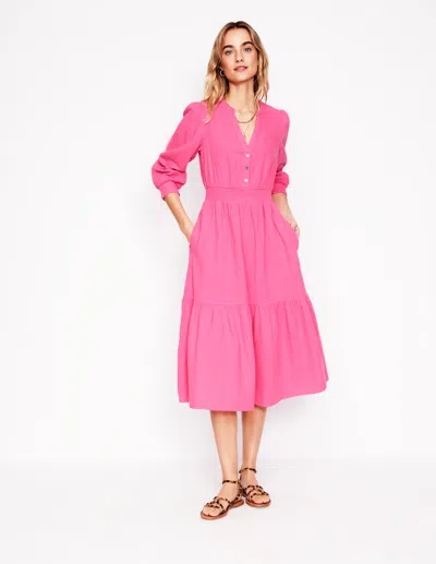 Boden Elena Double Cloth Midi Dresssorbet Pink Women  In Sorbet Pink