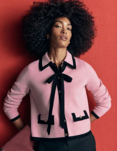 Boden Elizabeth Strickjacke Mit Schleife In Rosa | Grösse 30 In Pink