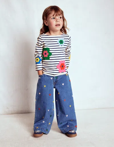 Boden Kids' Ella Lustiges Breton-bunt Blumen In Multi