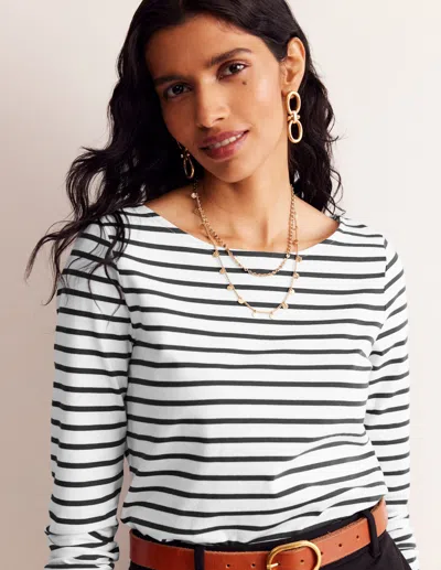 Boden Ella Breton-shirt Mit Langen Ärmeln-naturweiss, Schwarz In Multi