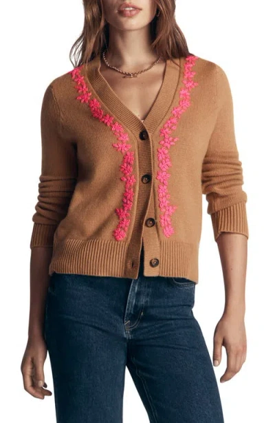 Boden Ella Embroidered Cardigan In Brown