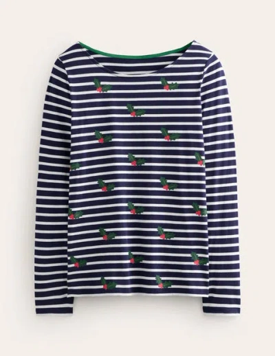 Boden Ella Long Sleeve Bretonnavy, Holly Stripe Women  In Navy Holly Stripe