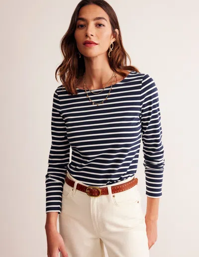 Boden Ella Long Sleeve Bretonnavy, Ivory Women  In Black