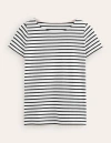 Boden Ella Short Sleeve Breton Ivory, Navy Women  In Ivory/ Black