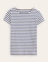 Boden Ella Short Sleeve Breton Ivory, Navy Women  In Ivory/ Navy