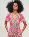 Boden Ellie Flutter Maxi Tea Dresspink Peony, Ornamental Floral Women  In Pink Peony, Ornamental Floral