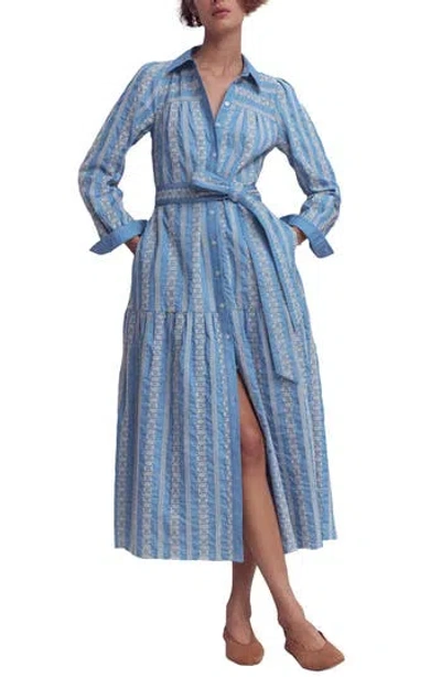 Boden Ellie Long Sleeve Broderie Denim Shirtdress
