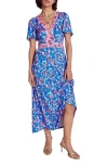 Boden Ellie Print Flutter Sleeve Dress In Blue