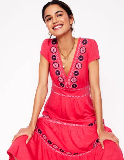 Boden Eloise Embroidered Midi Dresscamelia Pink Women  In Camelia Pink