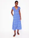 Boden Eloise Tiered Jersey Dressgallery Blue, Ivy Trellis Women  In Gallery Blue/ Ivy Trellis