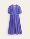 boden elsa crinkle midi tea dress Boden Elsa Crinkle Midi Tea Dress Sweet Lilac, Trellis Geo in Purple