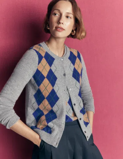 Boden Elsie Kaschmir-strickjacke Mit Rundhalsausschnitt In Grau | Grösse Xs In Multi