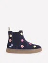 Boden Embroidered Ankle Boots Navy Floral Embroidery  In Blue