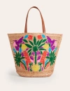 BODEN Embroidered Basket Bag Parrot Embroidery Women Boden
