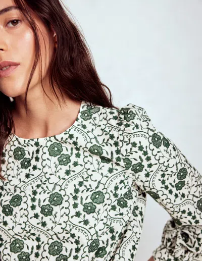 Boden Embroidered Cotton Dobby Top Ivory  In White