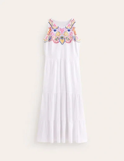 Boden Embroidered Jersey Midi Dress White Women