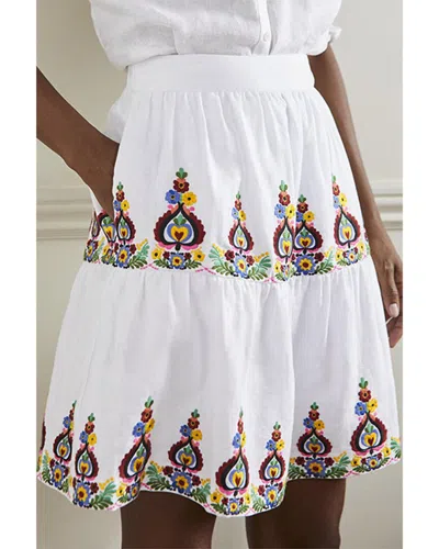 Boden Embroidered Linen Mini Skirt In White