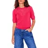Boden Embroidered Short Sleeve Sweater In Camelia Pink