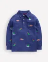 Boden Embroidered Slub Polo Shirt Starboard Blue Dino  In Blue