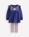 Boden Besticktes Tunika-set-steuerbordblau Pferde Stickerei In Blue