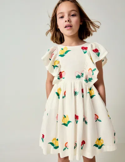 Boden Kids' Embroidered Woven Dressivory Embroidered Fruit Girls  In Neutral